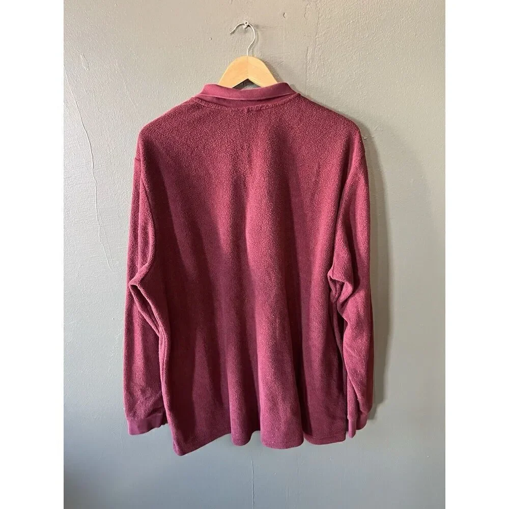 Adidas Mens Red 1/4 Zip Long Sleeve Fleece Pullover Collared Sweatshirt 2XL